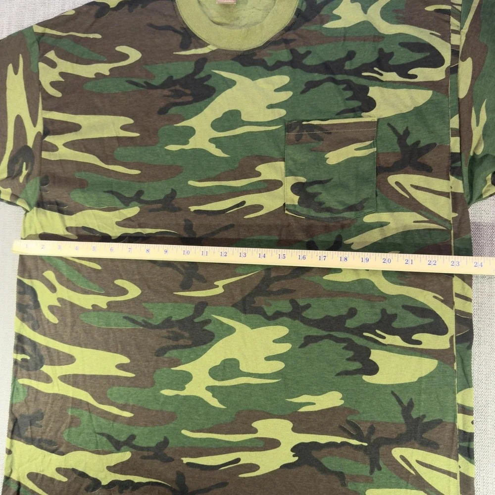Vintage Ranger Shirt Mens XL Green Woodland Camo Pocket Hunting Military Tee USA